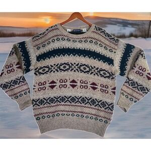 Vintage Austin Reed Wool Sweater Men's XL Nordic Knit Shetland Indie